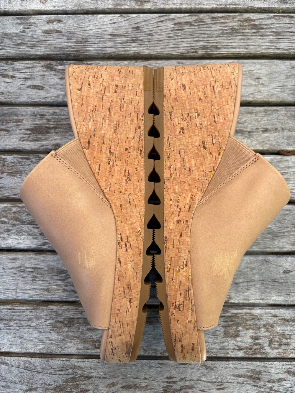 Sorel Leather Cork Platform Wedge Slide Sandals | Tan | Size 12 - Picture 2 of 7